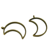 Metal Alloy Pendant Bezel Blanks (2 Pieces) 38x25x3.5 MM Moon Bases Antique Bronze Color For Resin Jewellery Making DIY Crafts Key Chains