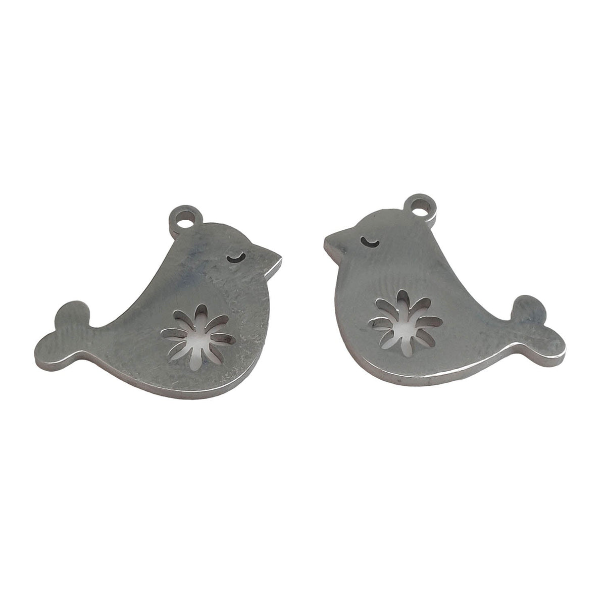 Tarnish Resistant 304-Stainless Steel Mini Pendant Charms (4 Pieces) Bird Silver Color Ion Plated For Jewellery Making Chains Bracelets [jefs-pndt-gnrl-00007-m1]