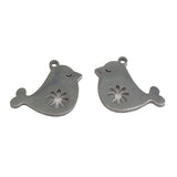 Tarnish Resistant 304-Stainless Steel Mini Pendant Charms (4 Pieces) Bird Silver Color Ion Plated For Jewellery Making Chains Bracelets [jefs-pndt-gnrl-00007-m1]