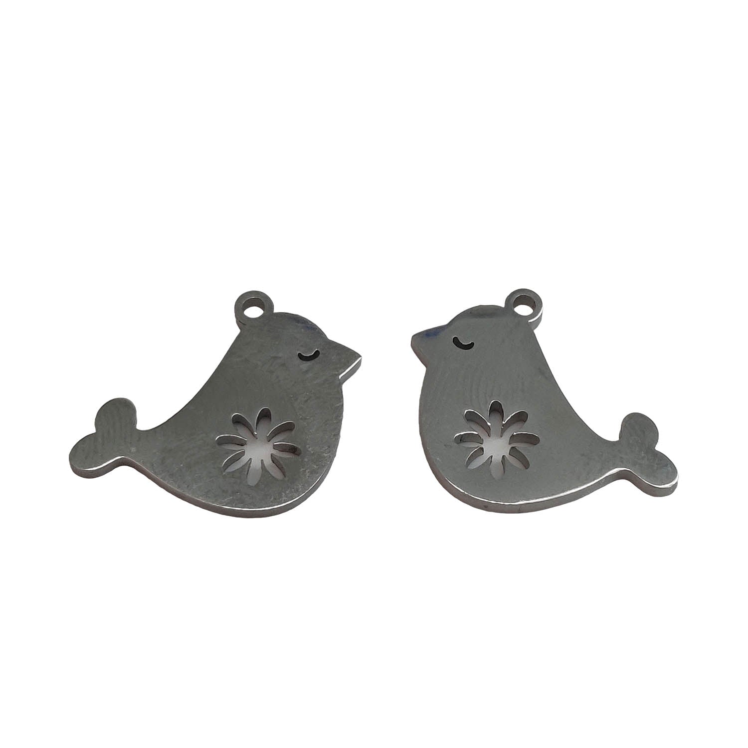 Tarnish Resistant 304-Stainless Steel Mini Pendant Charms (4 Pieces) Bird Silver Color Ion Plated For Jewellery Making Chains Bracelets [jefs-pndt-gnrl-00007-m1]