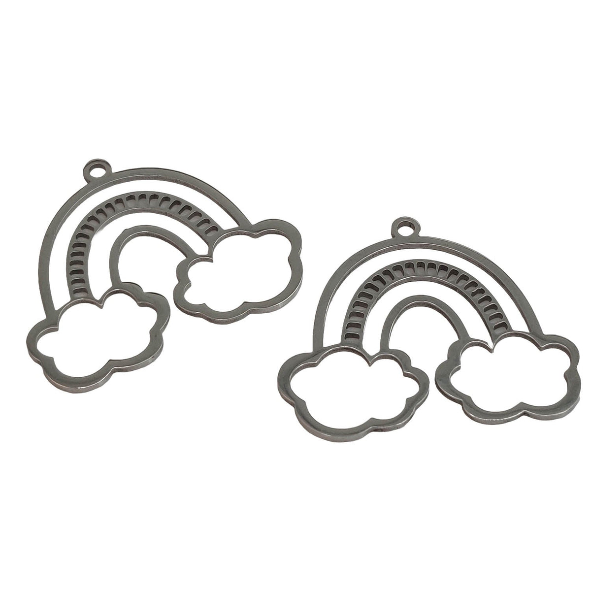 Tarnish Resistant 201-Stainless Steel Mini Pendant Charms (4 Pieces) Rainbow Silver Color Ion Plated For Jewellery Making Chains Bracelets [jefs-pndt-gnrl-00007-m2]