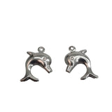 Tarnish Resistant 304-Stainless Steel Mini Pendant Charms (4 Pieces) Dolphin Silver Color Ion Plated For Jewellery Making Chains Bracelets [jefs-pndt-gnrl-00007-m3]
