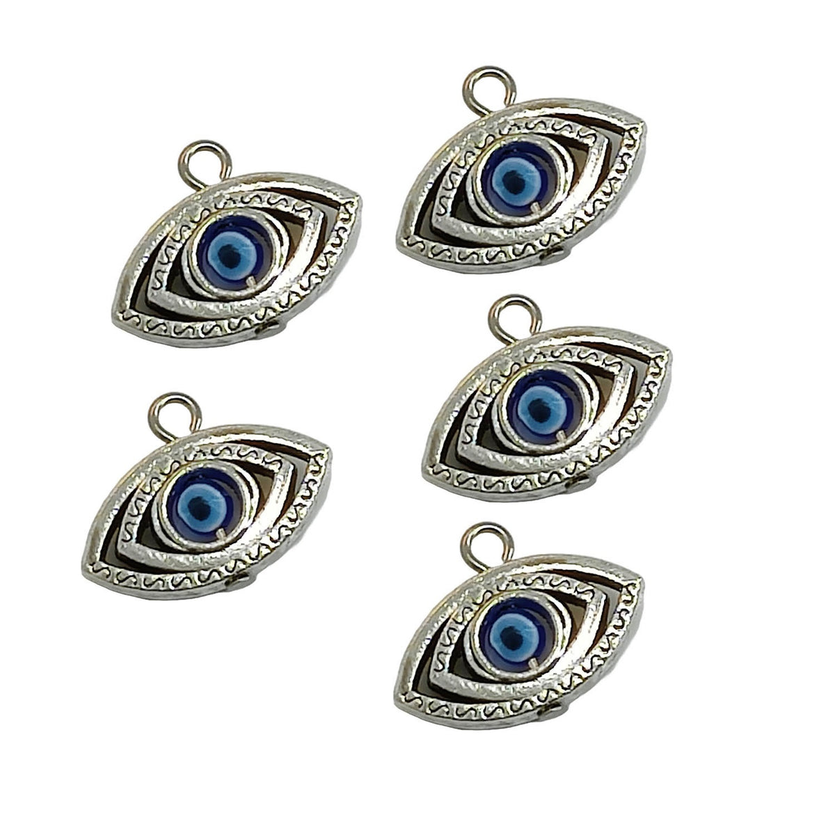 Mini Pendants Evil Eye Alloy Charms 21x14x4 MM (5 Mixed Shapes) Animal Bird Antique Silver Color For DIY Bracelets Jewellery Making