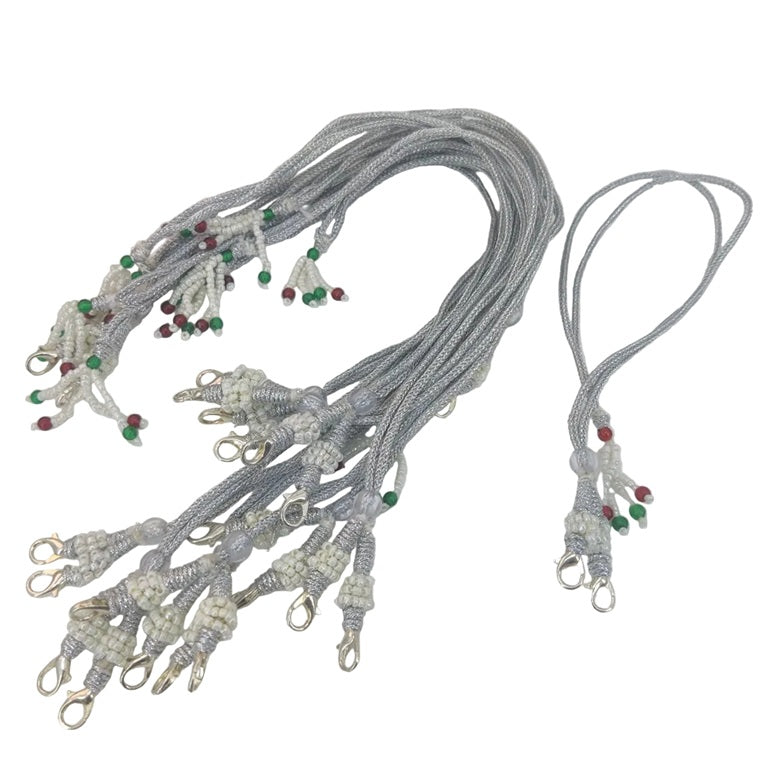 Necklace Dori Back Rope 11 Inch (12 PCs) Silver Color For Silk Thread Jewellery Making Aari Decoration Garments (#OT1)