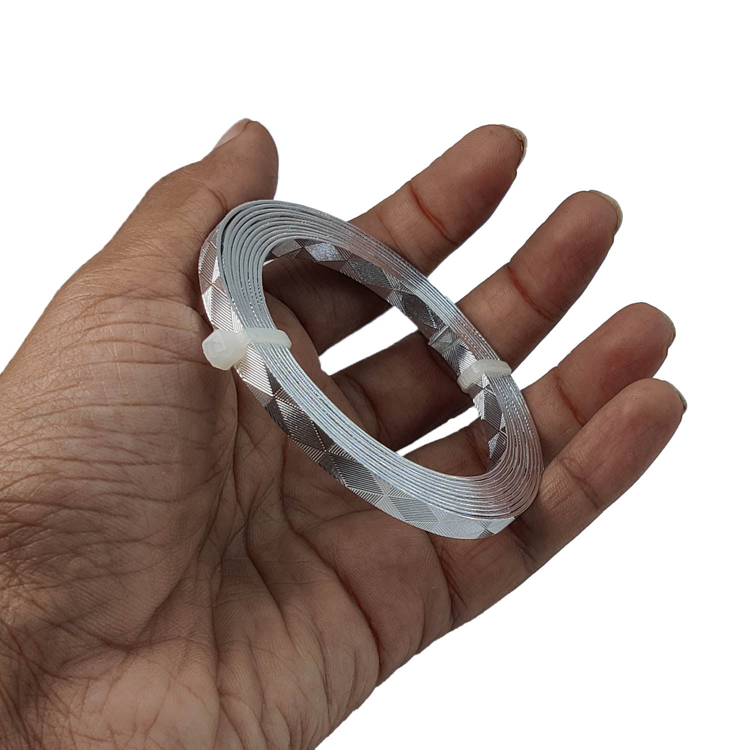 Textured Aluminium Wires 5x1 MM (1 Roll x 2 Meters) Bendable Bezel Strip Silver Color For Wrapped Jewellery Making DIY Crafts Arts