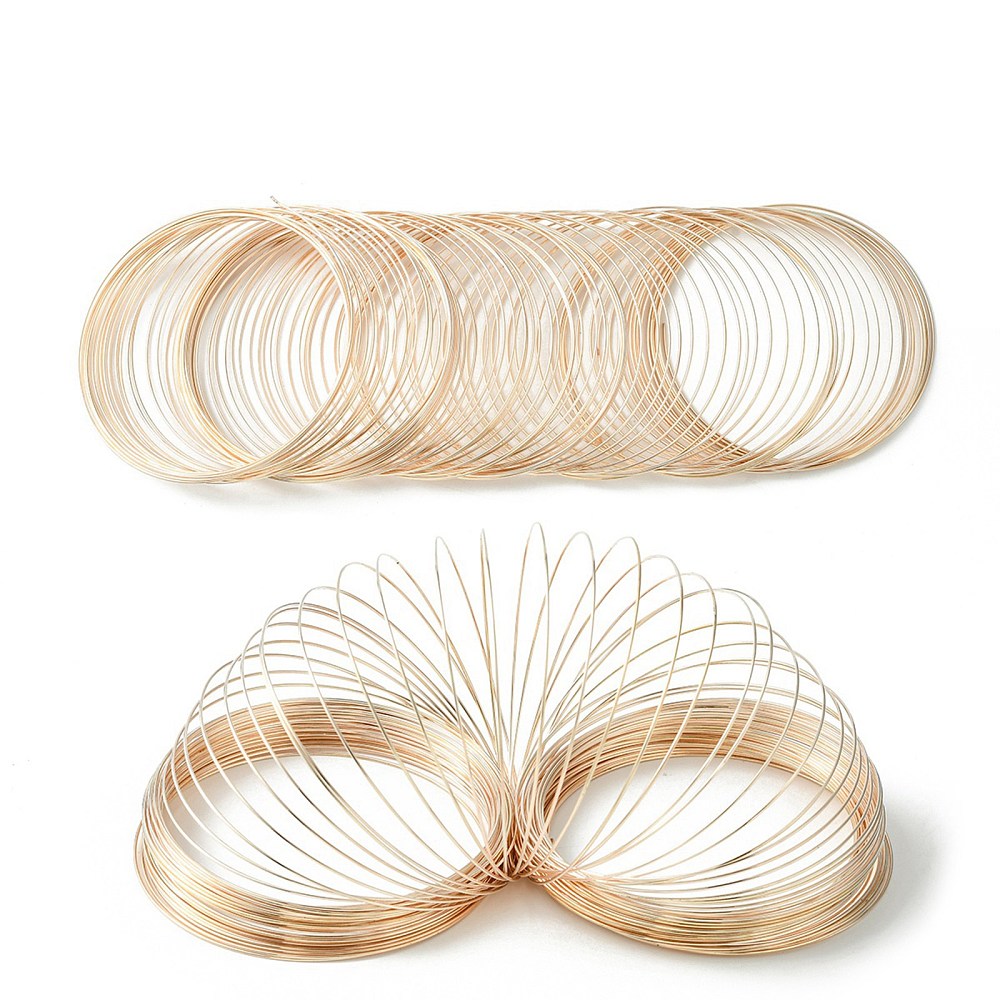Steel Memory Bracelets Wires (Pack of 50 Circles) 60mm 22 Gauge 0.6mm Thickness - Bangle Size 2.6 Rose Gold Color For Jewellery Making