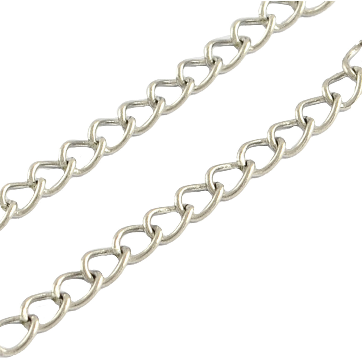 Jewellery Making Necklace Chains (1 Meter) 4x3x0.6 MM Tarnish Resistant Stainless Steel Twist Silver Color