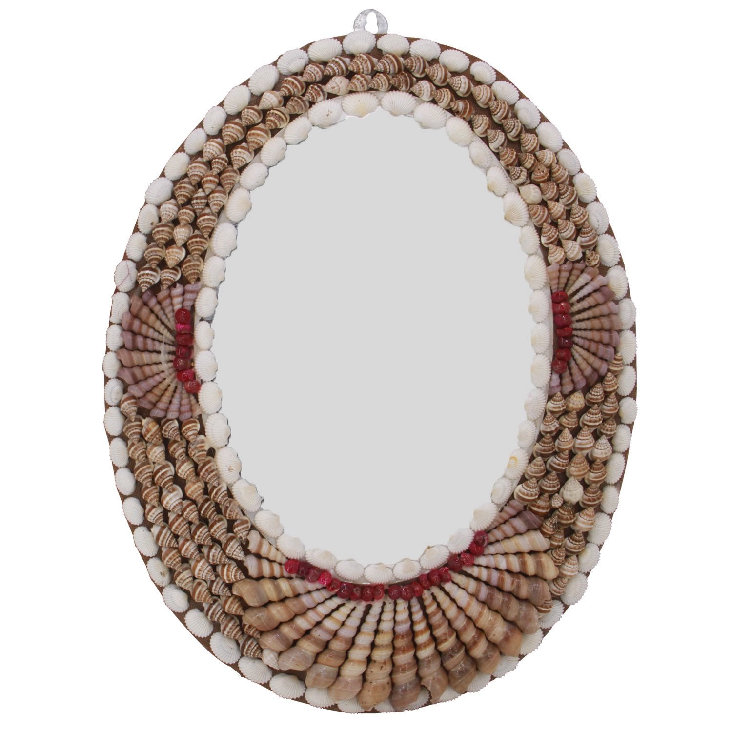 Handcrafted Sea Shell Crafts Wall Mirror Gifts Home Decoration Oval 41x32x3 CM (1 Piece) [ac-artifctcrfts-00031-m1]