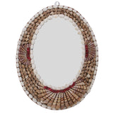Handcrafted Sea Shell Crafts Wall Mirror Gifts Home Decoration Oval 41x32x3 CM (1 Piece) [ac-artifctcrfts-00031-m1]
