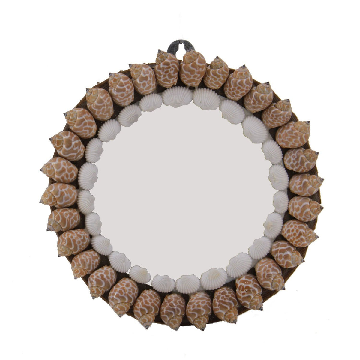 Handcrafted Sea Shell Crafts Wall Mirror Gifts Home Decoration Round 19x19x2.5 CM (1 Piece) [ac-artifctcrfts-00031-m5]