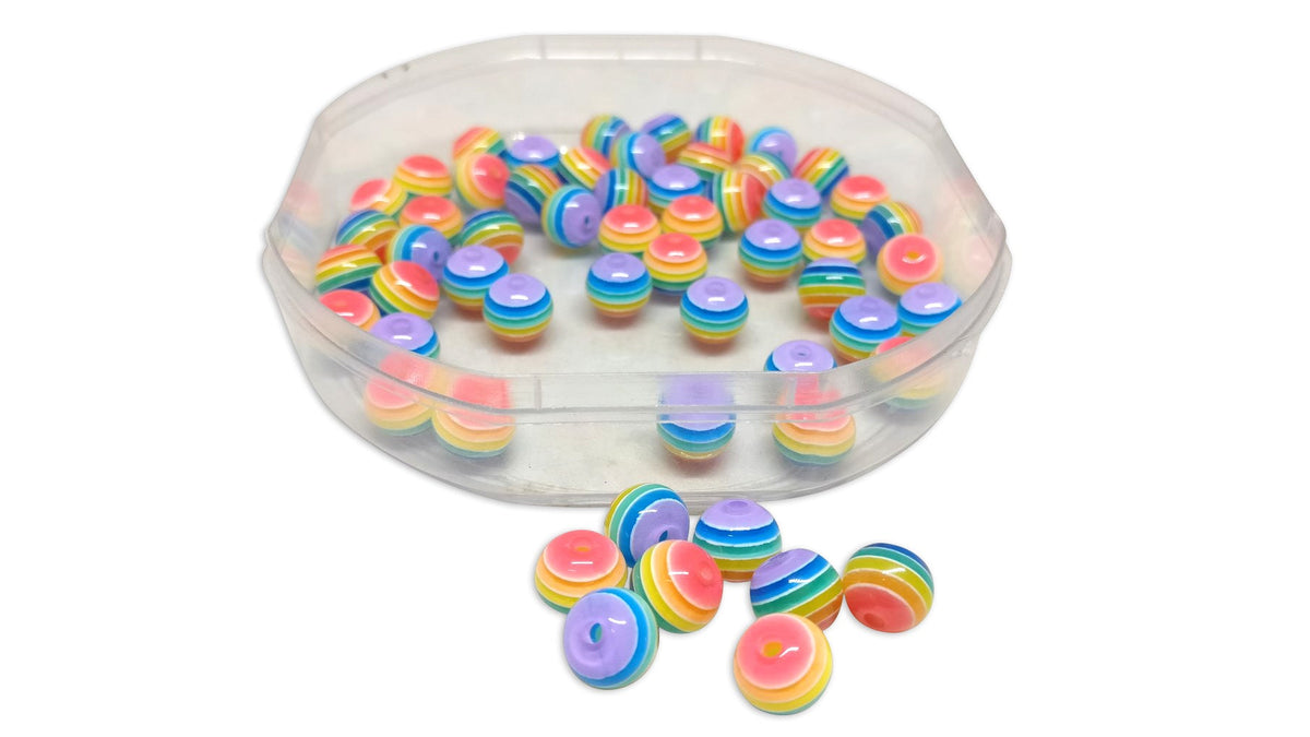 Striped Acrylic Beads 8mm Round Hole:2mm For Jewellery Making Crafts [ac-bds-00011]