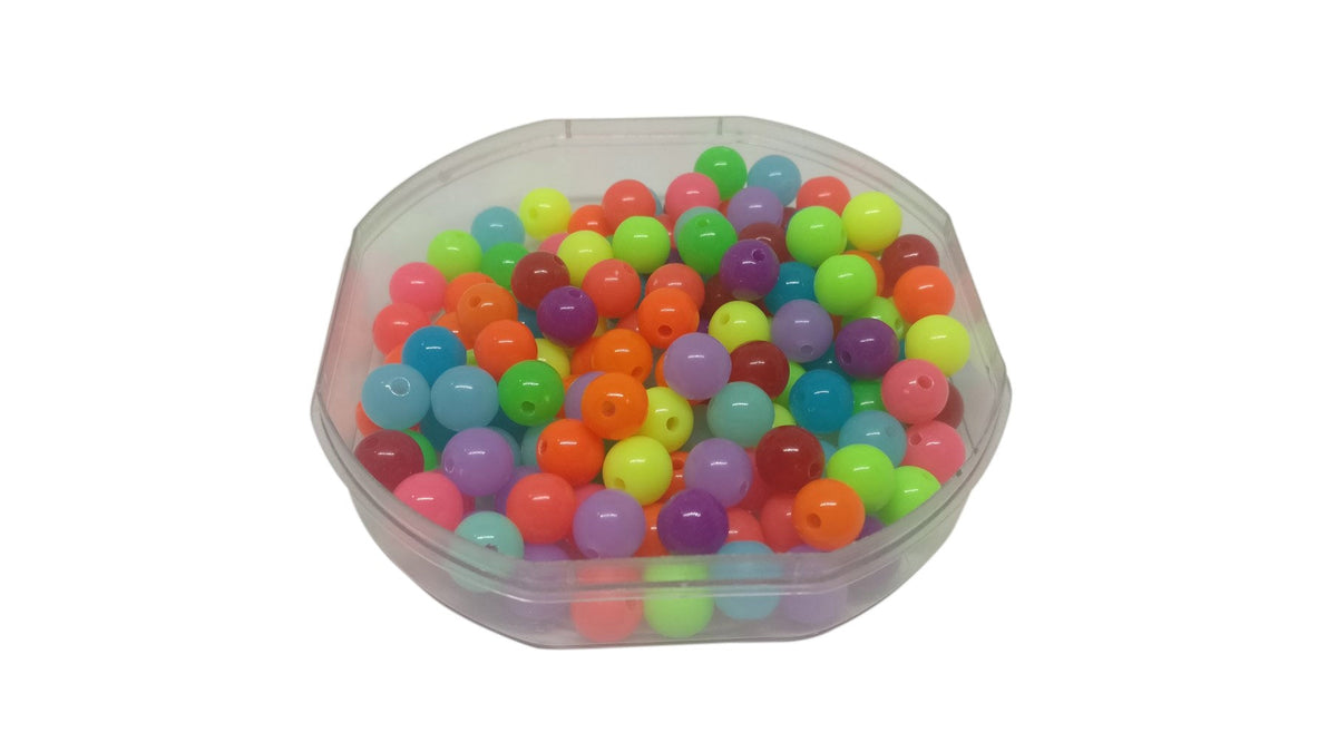 Plastic Beads Fluoroscent Type Neon 8mm Hole:1.5mm Round For Jewellery Making Crafts [ac-bds-00013]