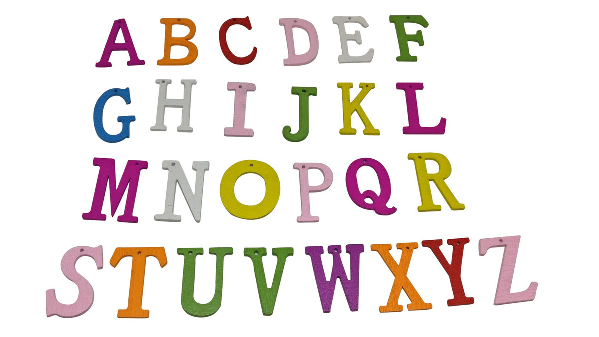 Wooden Alphabet Mini Pendant 23x14x2xmm Charms Hole:2mm Letters For Jewellery Bracelet Making Crafts [ac-bds-00022]