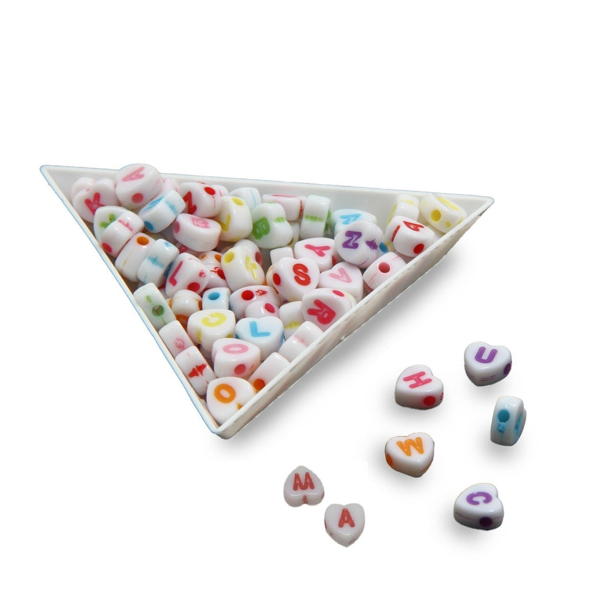 Plastic Beads 7x7x4xmm Alphabets Letters Hole:2mm Heart For Jewellery Bracelet Making Crafts [ac-bds-00025]