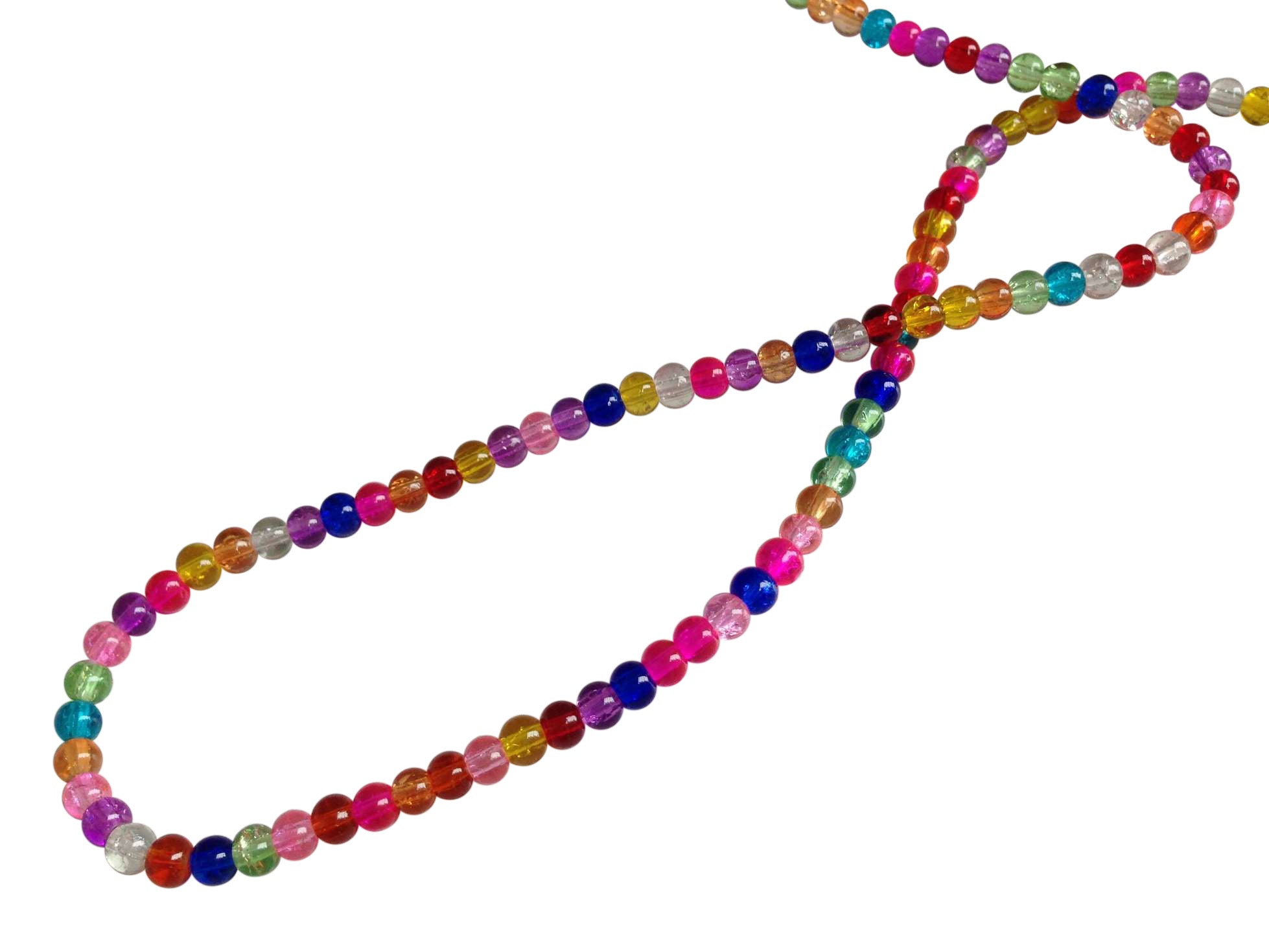 Crackle Glass Beads 4mm Round Assorted Color Mix (Sold as 1 String, 100+ Beads/string) [ac-bds-00031-m1]