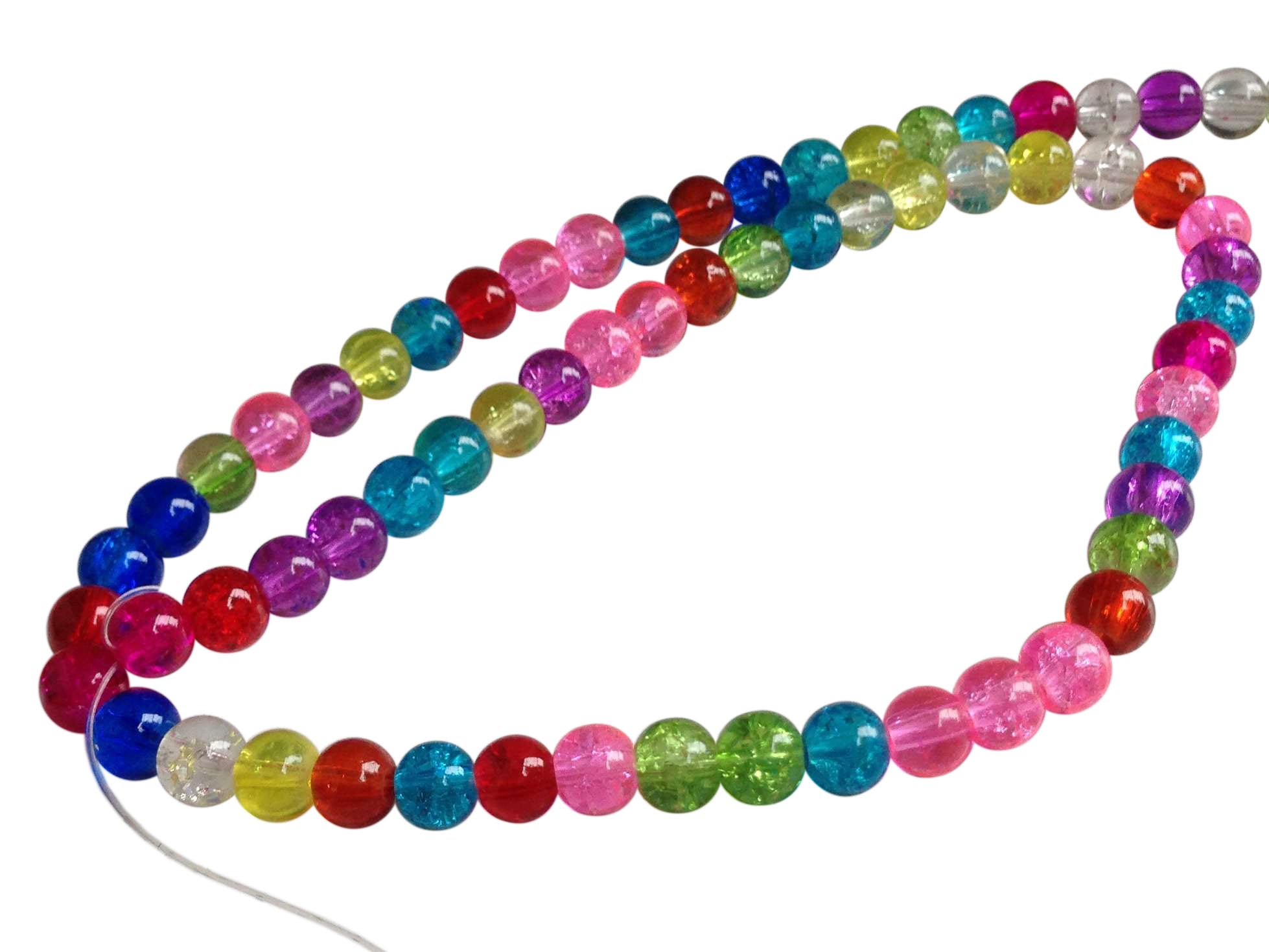 Crackle Glass Beads 6mm Round Assorted Color Mix (Sold as 1 String, 65+ Beads/string) [ac-bds-00031-m2]
