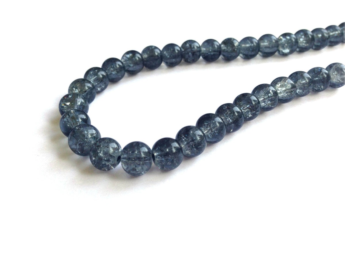 Crackle Glass Beads 8 MM Hole Size:1 MM Round Grey For Jewellery Making (1 String, 100 Beads) [ac-bds-00032-m19]