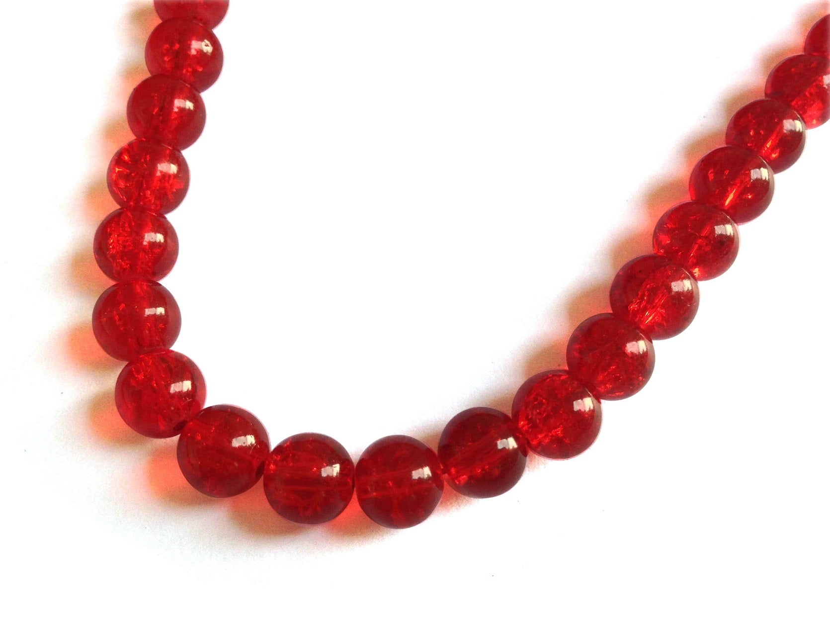 Crackle Glasss Beads 8 MM Hole Size:1 MM Round Red For Jewellery Making (1 String, 100 Beads) [ac-bds-00032-m1]