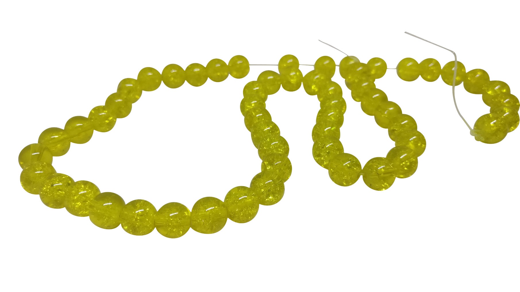 Crackle Glass Beads 8 MM Hole Size:1 MM Round Yellow For Jewellery Making (1 String, 100 Beads) [ac-bds-00032-m28]