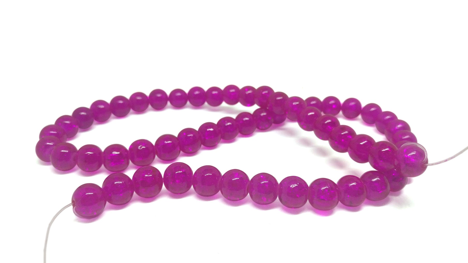 Crackle Glasss Beads 8 MM Hole Size:1 MM Round Dark pink For Jewellery Making (1 String, 100 Beads) [ac-bds-00032-m2]