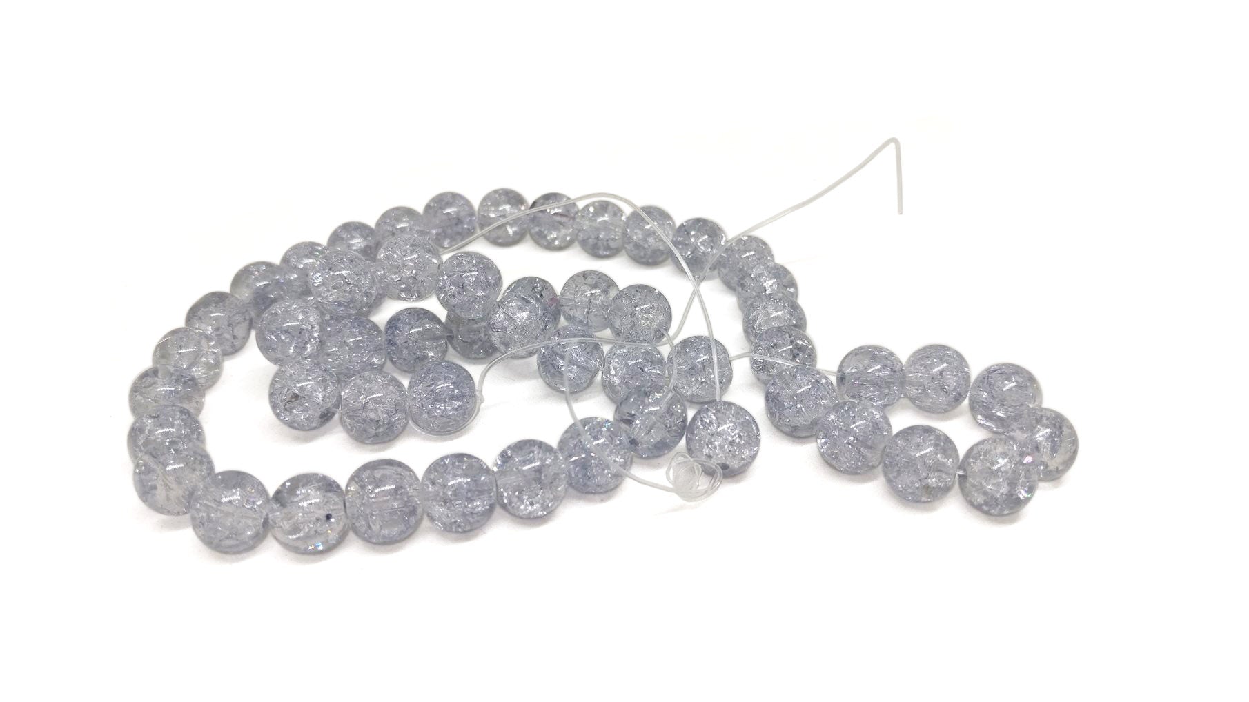 Crackle Glass Beads 8 MM Hole Size:1 MM Round Light Grey For Jewellery Making (1 String, 100 Beads) [ac-bds-00032-m39]