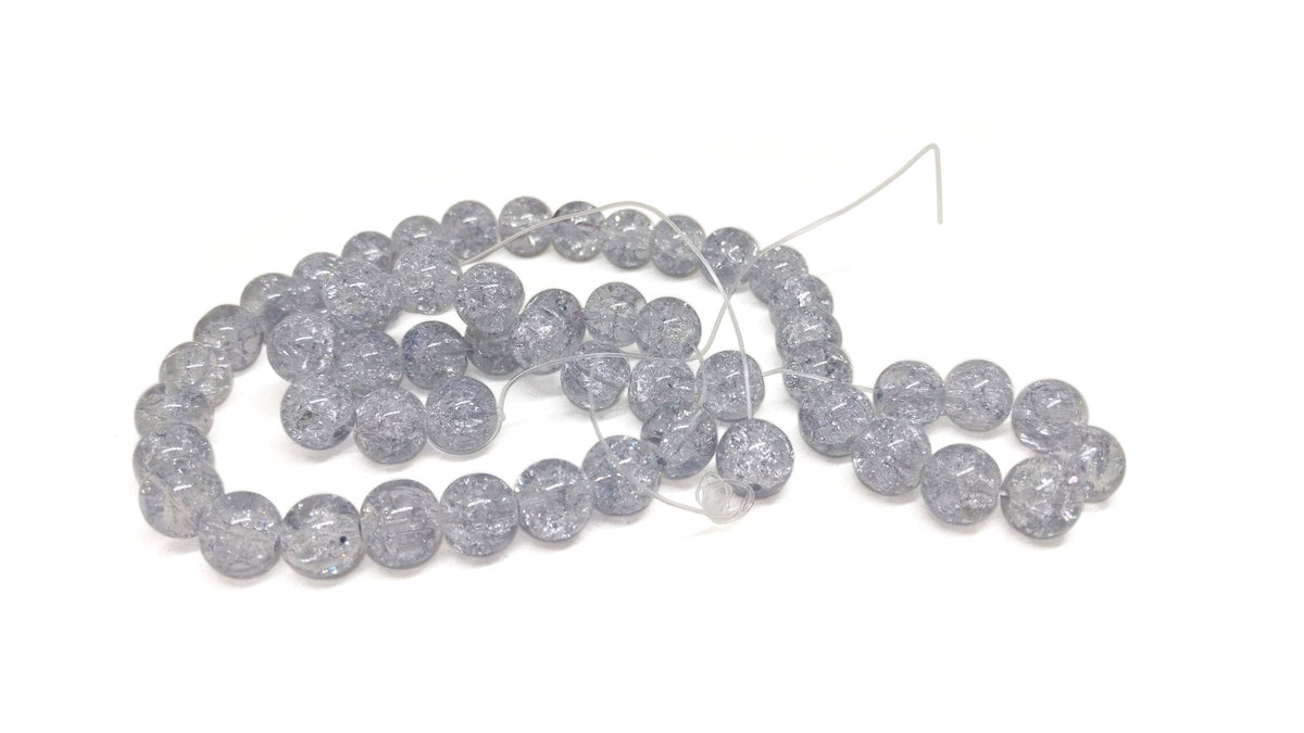 Crackle Glass Beads 8 MM Hole Size:1 MM Round Light Grey For Jewellery Making (1 String, 100 Beads) [ac-bds-00032-m39]