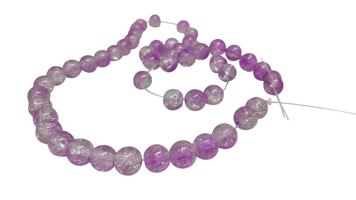 Crackle Glass Beads 8mm Hole Size:1.3 MM Round Light Purple & Transparent (1 String, 100 Beads) [ac-bds-00032-m46]