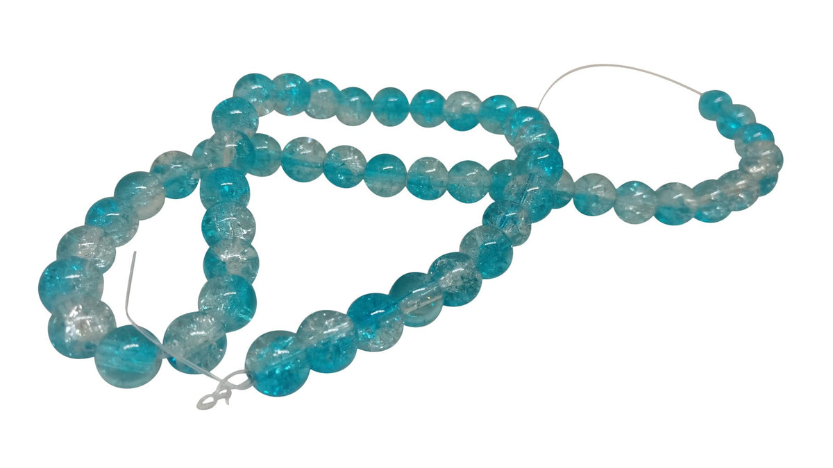 Crackle Glass Beads 8mm Hole Size:1.3 MM Round Light Blue & Transparent (1 String, 100 Beads) [ac-bds-00032-m48]