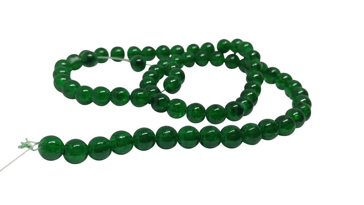 Crackle Glass Beads 6 MM Round Hole Size:1.3 MM Dark Green (1 String, 125 Beads/String) [ac-bds-00033-m12]