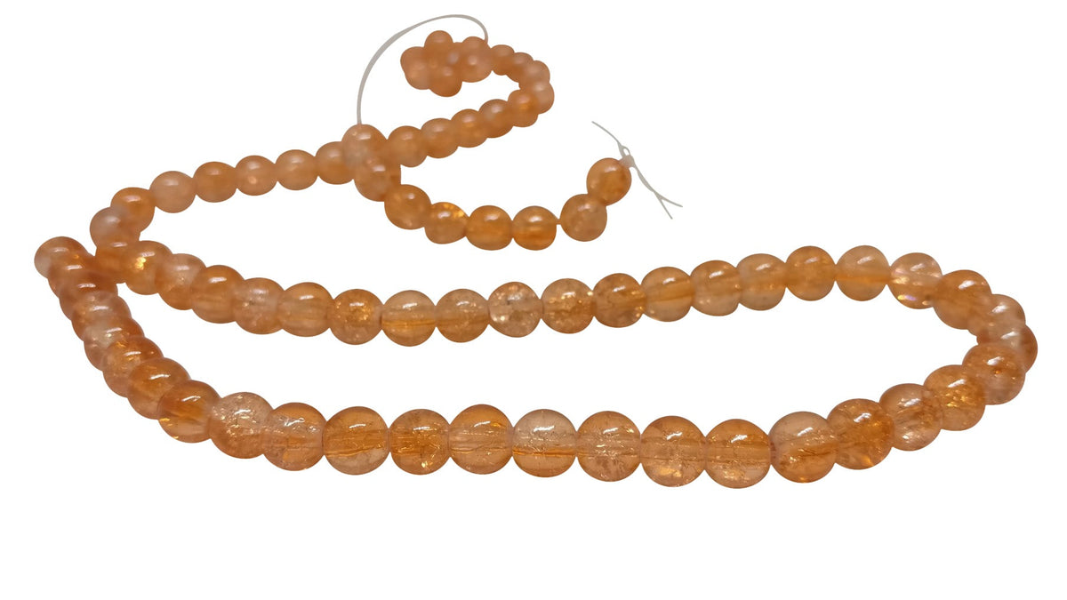 Crackle Glass Beads 6 MM Round Hole Size:1.3 MM Light Orange (1 String, 125 Beads/String) [ac-bds-00033-m16]