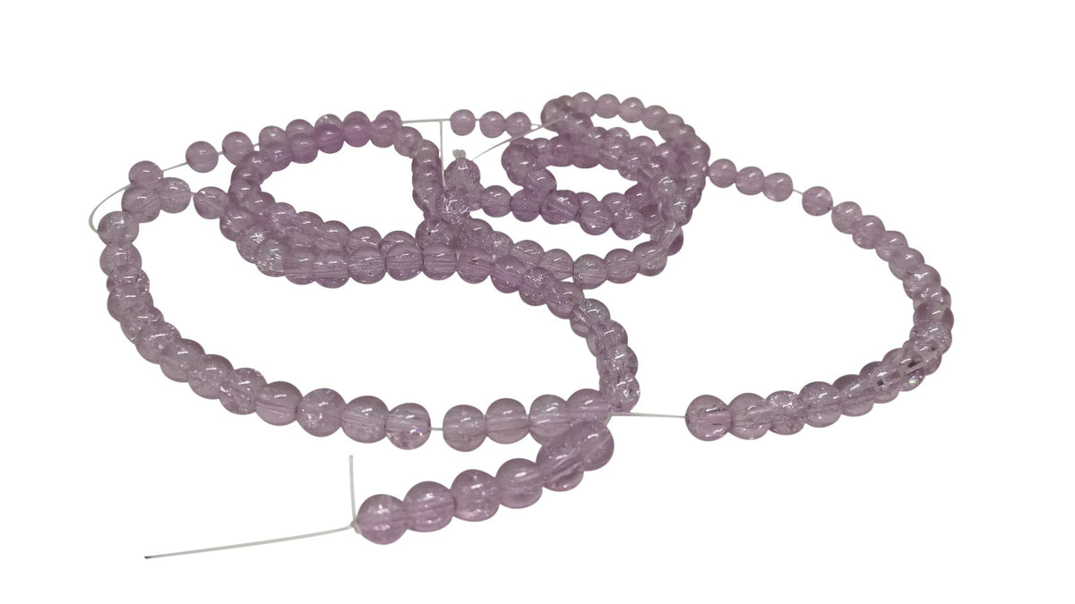 Crackle Glass Beads 6 MM Round Hole Size:1.3 MM Mild Lavendar (1 String, 125 Beads/String) [ac-bds-00033-m19]