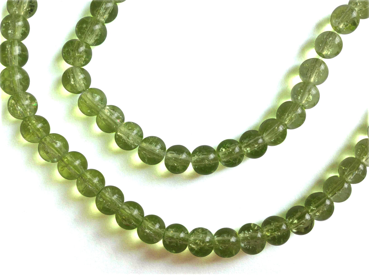 Crackle Glass Beads 6 MM Round Hole Size:1.3 MM Light Green (1 String, 125 Beads/String) [ac-bds-00033-m6]