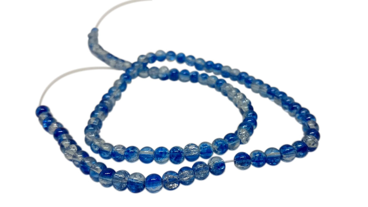 Crackle Glass Beads 4 MM Round Hole Size:1 MM Blue Transparent (1 String, 200 Beads/String) [ac-bds-00034-m12]