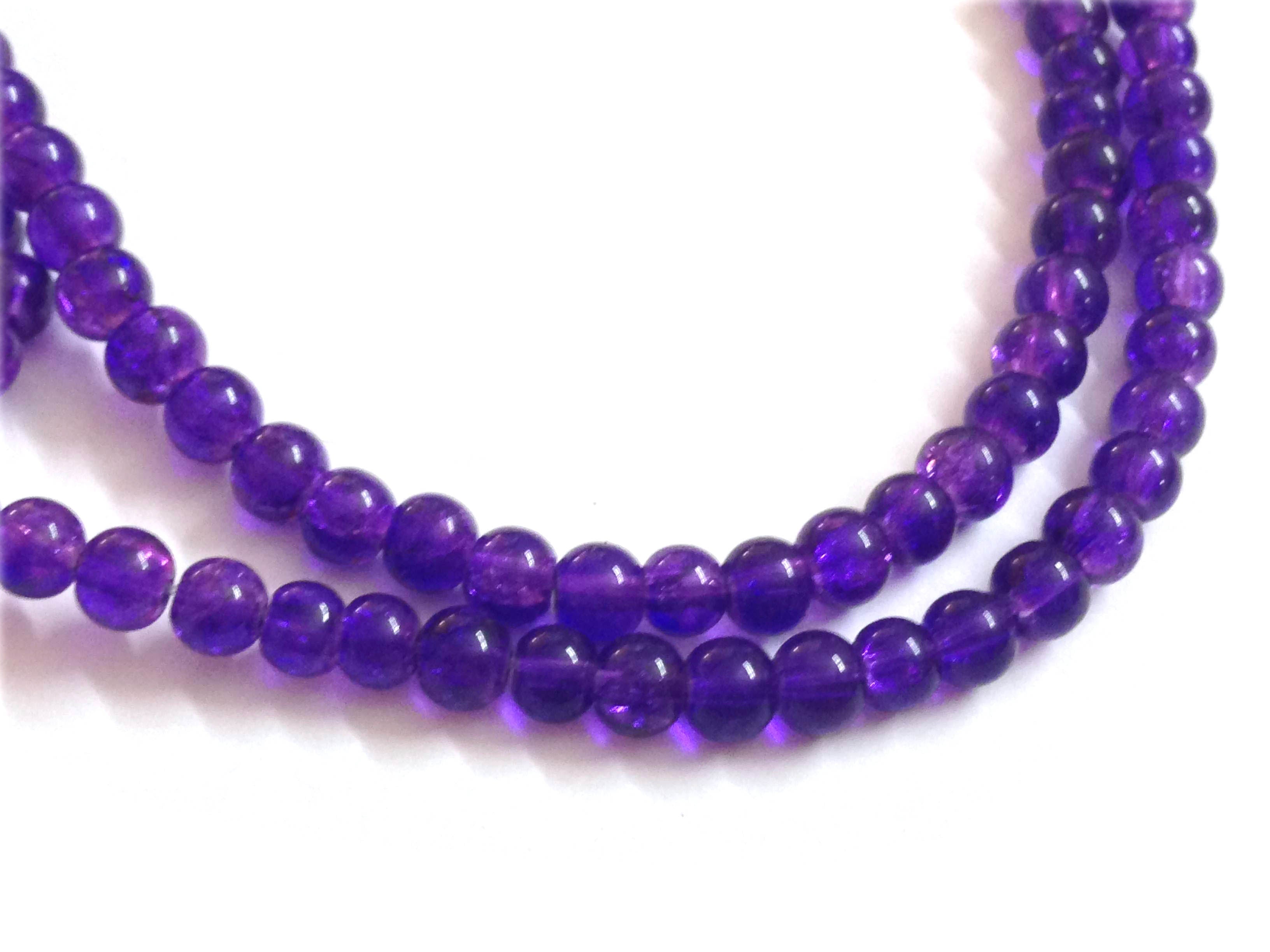 Crackle Glass Beads 4 MM Round Hole Size:1 MM Purple (1 String, 200 Beads/String) [ac-bds-00034-m6]