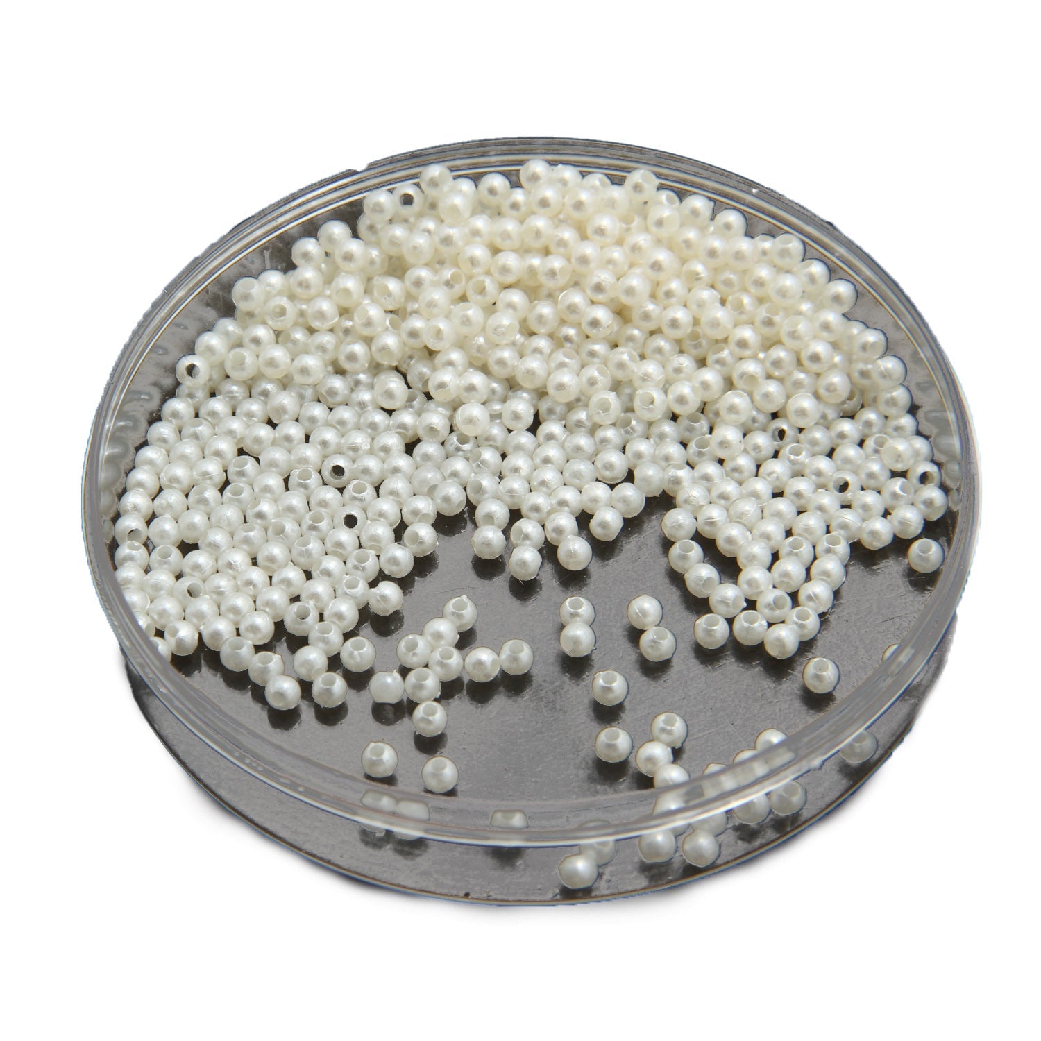 Glass Pearl Beads With Plastic (3MM, 2000 Pieces) White For Jewellery Making Crafts Sewing, 25 Grams Wt [ac-bds-00035-3mm]