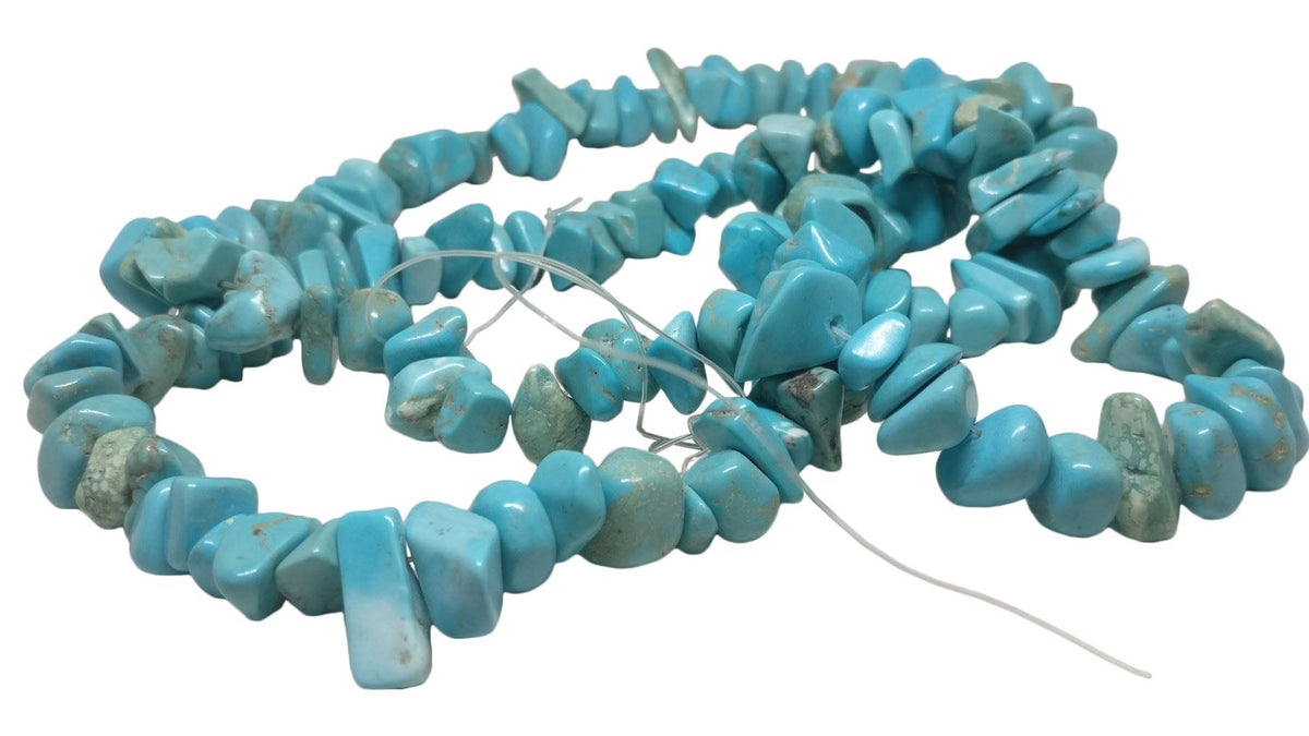 Synthetic Turquoise Beads Multi-Size (Range 8-17mm) 34inch long Chips Turquoise Blue (Sold as 1 string, 160 beads/string) [ac-bds-00039-m2]