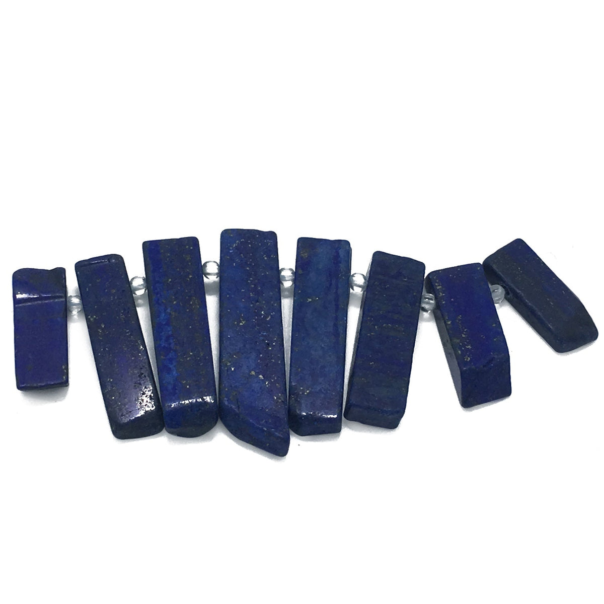 Assorted Stone Beads Graduated Multi-Size (Length 25mm to 50mm) Irregular Scrampled Rectangle Edges Lapis Blue (Sold as 1 string, 8 beads/string) [ac-bds-00040-m2]