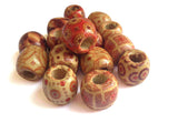 Wooden Beads 17x16mm Drum Assorted Color Pattern Mix (25 Beads, 50 Grams Weight) [ac-bds-00049-m1]
