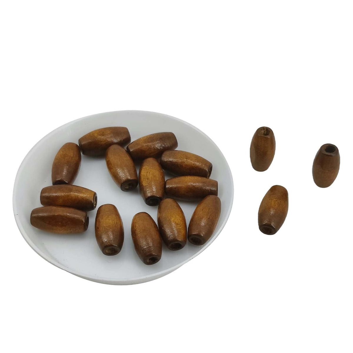 Wooden Beads (100 Pieces, 25 GM Wt) Brown Hole Size 2.5 MM Drum For Jewellery Making DIY Arts Crafts Decoration [ac-bds-00049-m8]