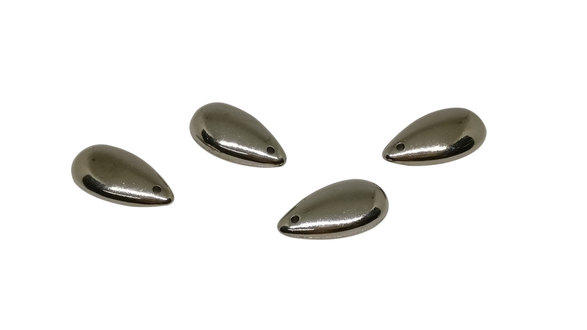CCB Plastic Metallic Flat Drop Beads Charms Pendants 21x11x5 MM (Pack Of 10 Pieces) [ac-bds-00065-m2]