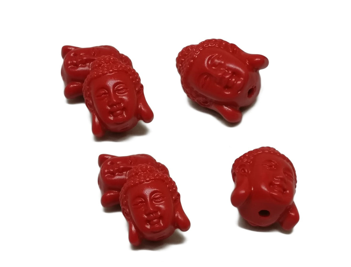 Carved Synthetic Stone Buddha Beads 8x14x13mm Dark Red (Pack of 4 Pieces) [ac-bds-00067-m1]