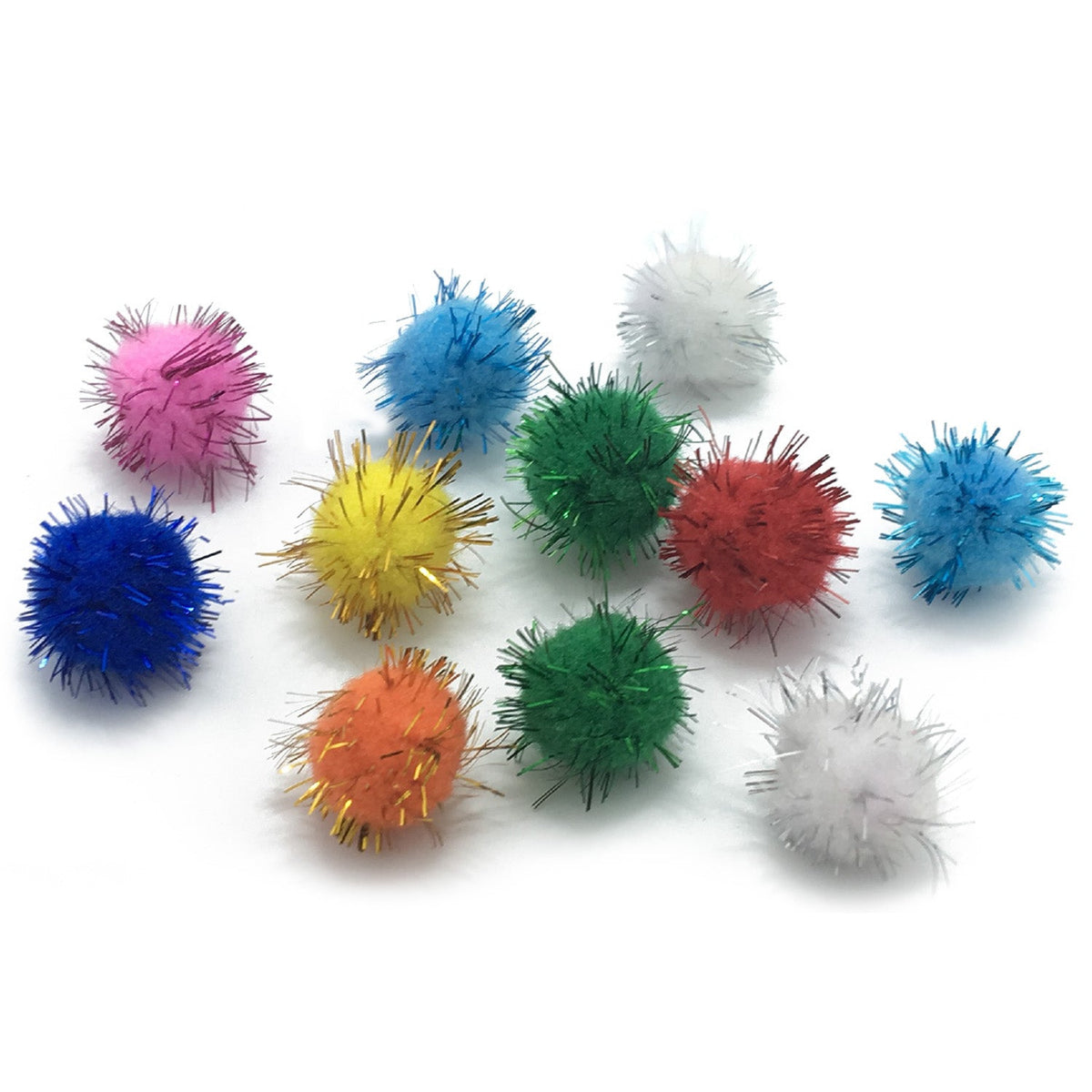 Synthetic Glitter Pom Pom Balls Beads For Arts Crafts Sewing Dolls