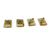 Kundan Stone Beads (4 Pieces) Set Of 2 Random Designs Assorted Colors Rectangle 28x20x5 MM Hole 2 MM [ac-bds-00082-m2]