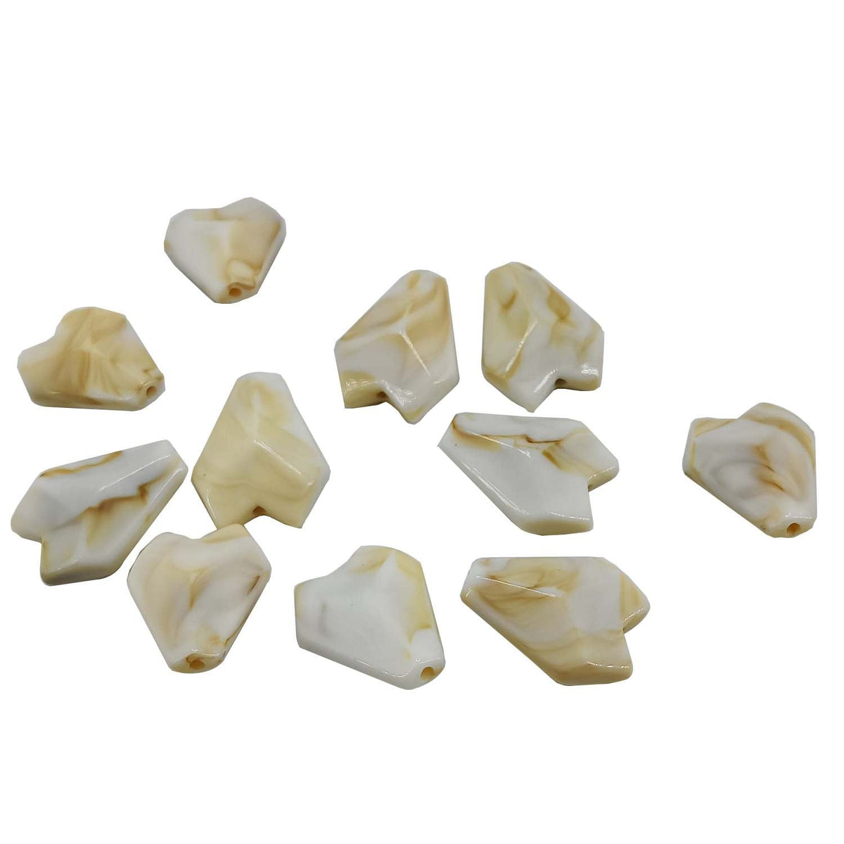 Acrylic Beads (10 Pieces) 20x16x6 MM Ivory White Heart Hole 1.6 MM For Jewellery Making Crafts [ac-bds-00086-m3]