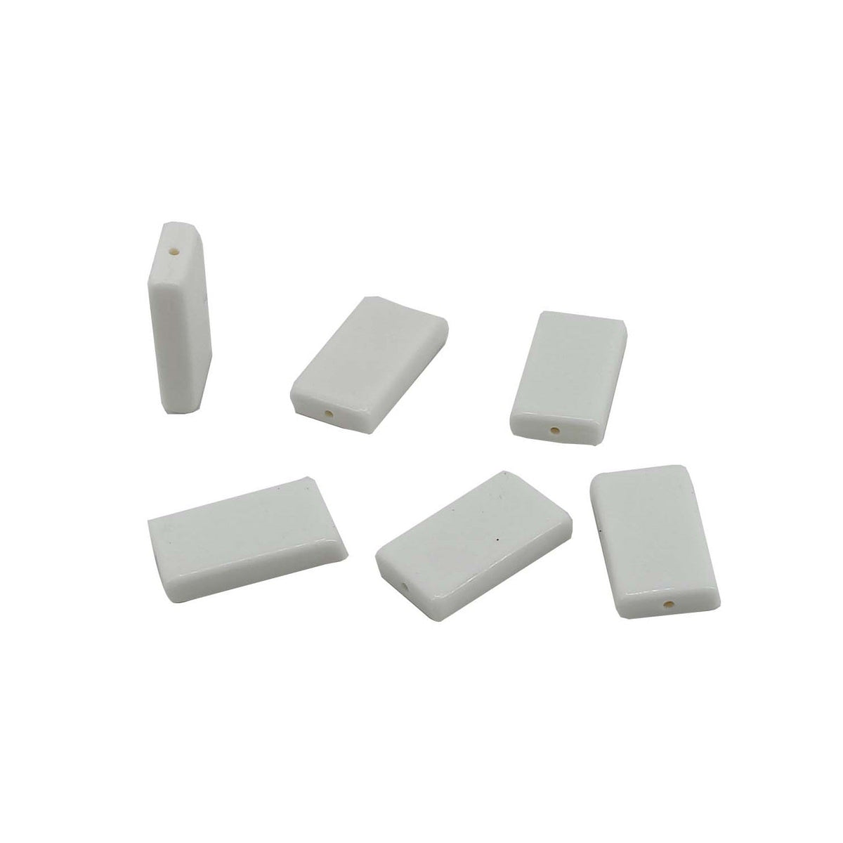 Acrylic Beads (10 Pieces) 25x14x5 MM White Rectangle Hole 1.5 MM For Jewellery Making Crafts [ac-bds-00086-m4]