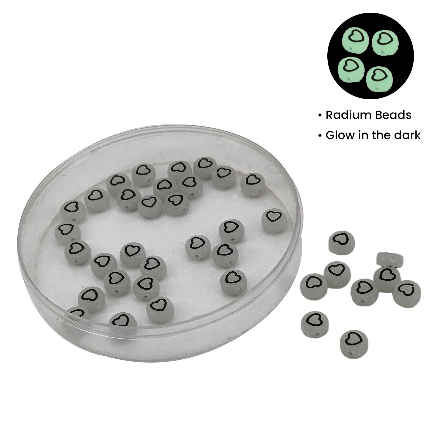 Radium Style Illuminating Acrylic Beads (70 Beads, 10 GMs) 7x4 MM Hole Size 1.5 MM Glow In The Dark For Jewellery Making DIY Crafts Keychains [ac-bds-00087-m1]