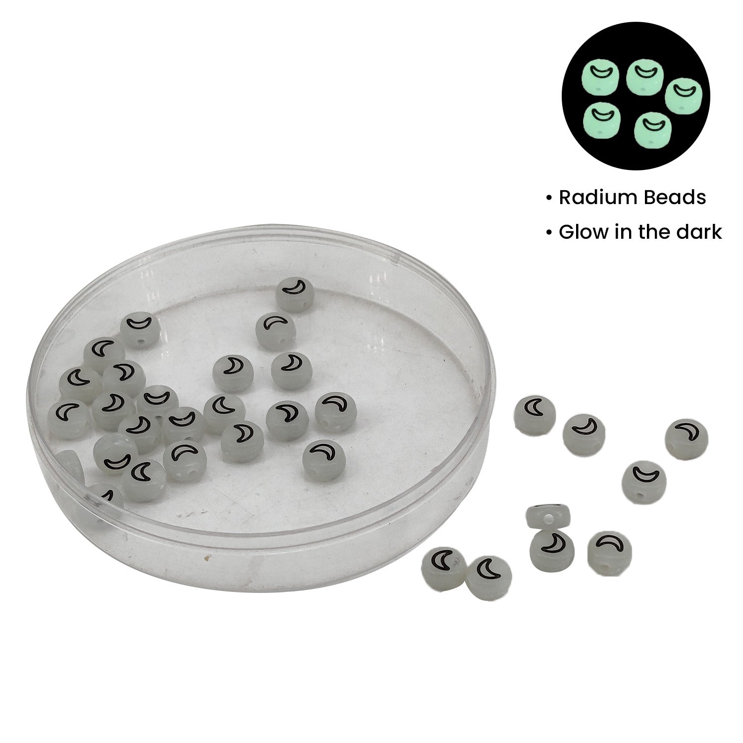 Radium Style Illuminating Acrylic Beads (70 Beads, 10 GMs) 7x4 MM Hole Size 1.5 MM Glow In The Dark For Jewellery Making DIY Crafts Keychains [ac-bds-00087-m1]