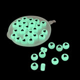Radium Style Acrylic Beads Heart Symbol (70 Beads, 10 GMs) 7x4 MM Hole 1.5 MM Glow In The Dark Flat Round For Jewellery Making DIY Crafts [ac-bds-00087-m2]