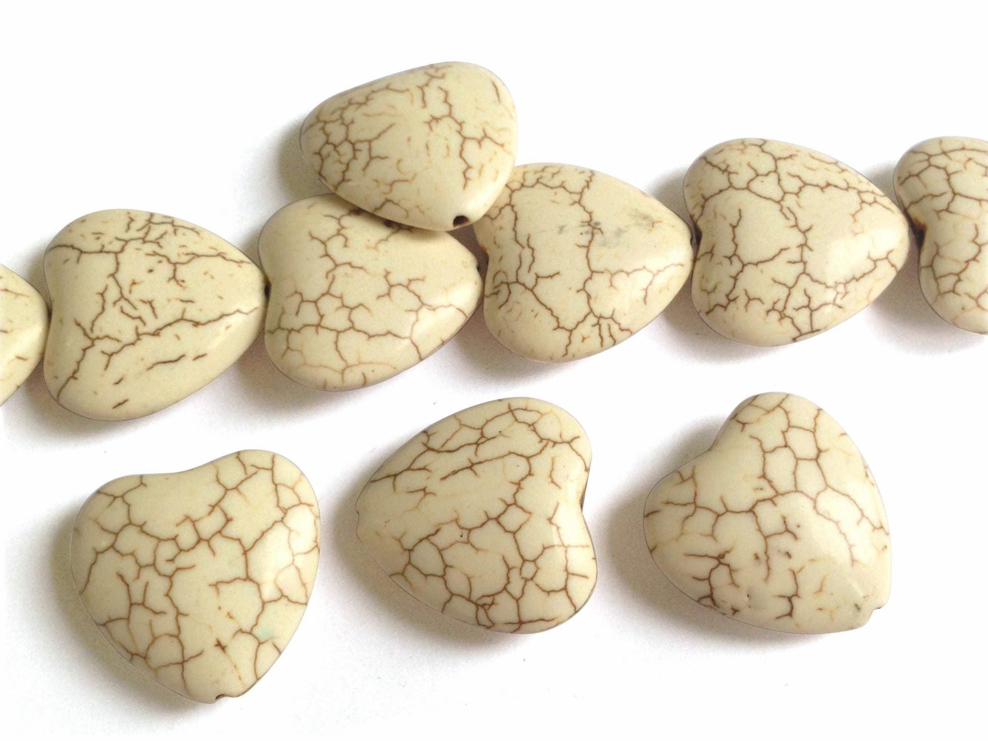 Synthetic Stone Beads 24x23 MM (10 Pieces) Heart Hole 1.5 MM White For Jewellery Making [ac-bds-00088-m1]