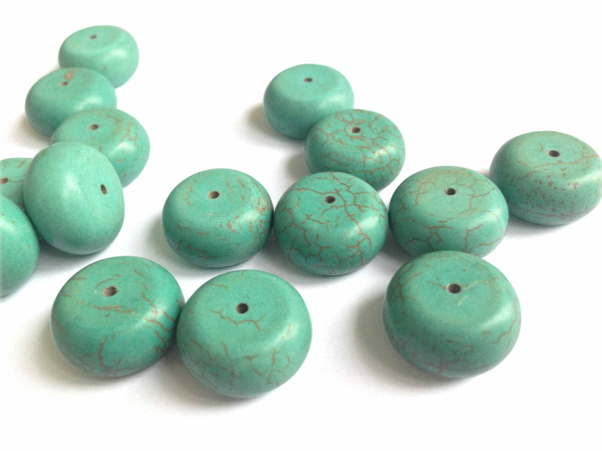 Synthetic Stone Beads 16x8 MM (20 Pieces) Disc Hole 1.2 MM Turquoise Green For Jewellery Making [ac-bds-00088-m4]